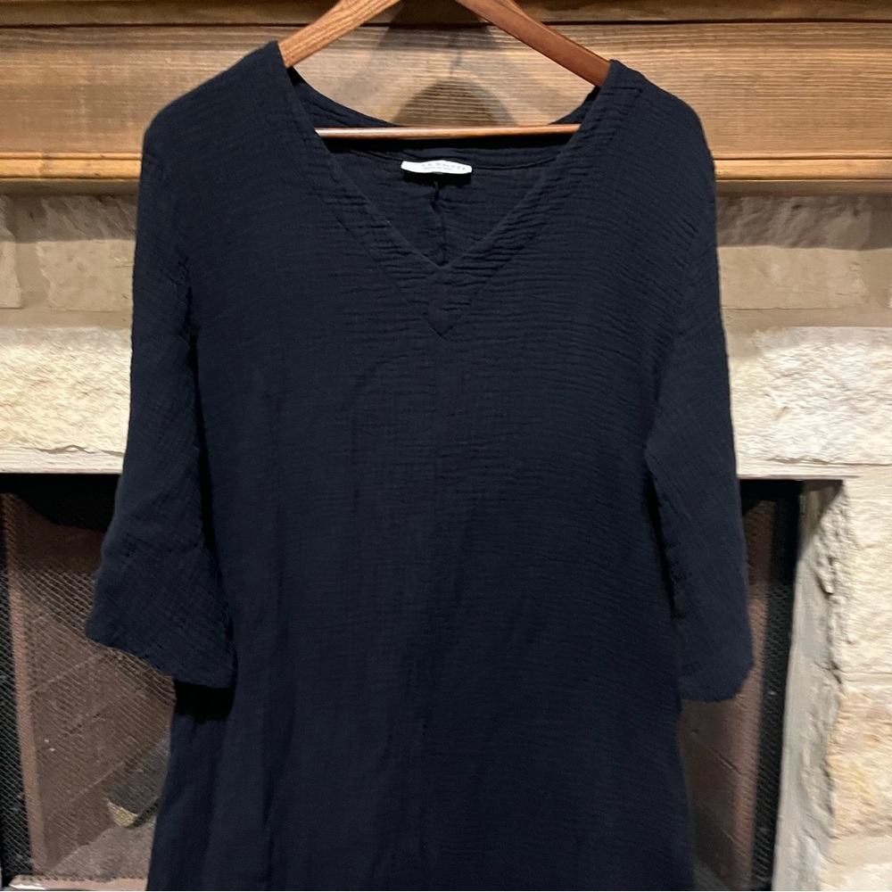 Bryn Walker Cotton Gauze Black Maxi Dress Size Medium Minimalist Sustainable - Picture 4 of 10